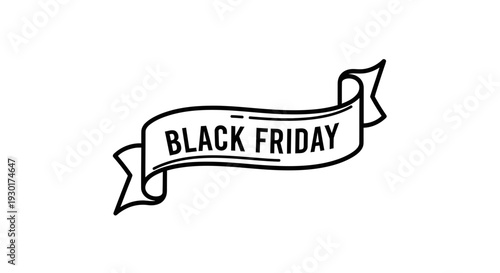 Black Friday Ribbon Banner - Hand Drawn Style