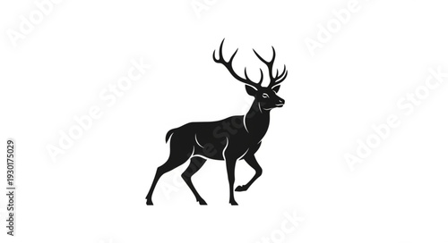 Black Silhouette Deer Illustration Running.