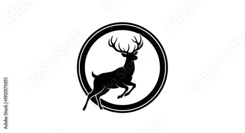 Black Silhouette Deer Logo Design.