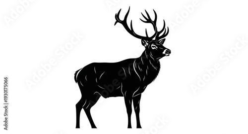 Black Silhouette Deer Illustration.