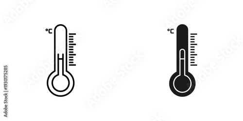 Digital thermometer icon cold and hot temperature comparison flat design vector illustration isolated on white background