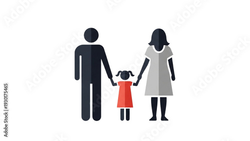 Illustration of a family holding hands together in a tender moment viewed from the front