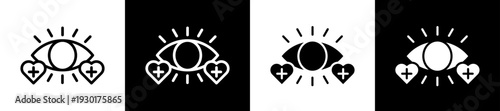 Vision Health Icon Set In Black And White Filled Style Collection 