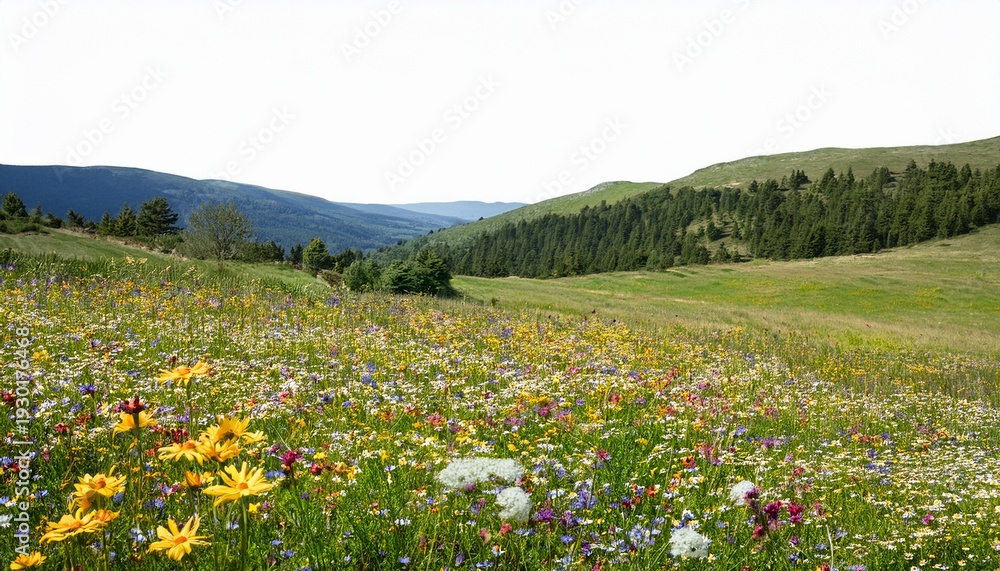 Fototapeta premium Meadow With Wild Flowers Transparent Background