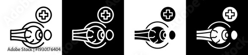 Medical Optics Icon Set In Black And White Filled Style Collection 