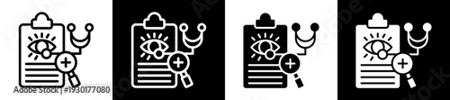 Eye Diagnosis Icon Set In Black And White Filled Style Collection 