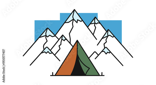 Camping Tent in Mountains Illustration.