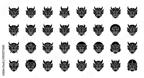 Collection of Black Bat Silhouettes.