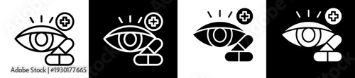 Visual Medicine Icon Set In Black And White Filled Style Collection 