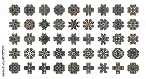 Collection of black ornate decorative shapes.