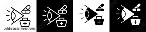Eye Treatment Icon Set In Black And White Filled Style Collection 