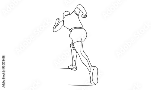 continuous line of man athlete runner focus sprint run