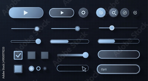 Collection of various user interface elements for multimedia applications and web design.