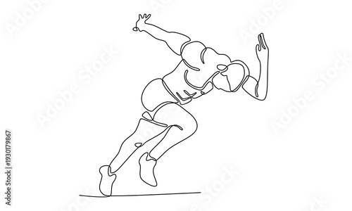continuous line of man athlete runner focus sprint run