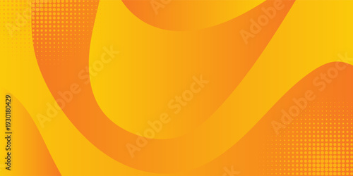 Bright orange-yellow gradient abstract fluid wave background with halftone, modern dynamic wallpaper. Suitable for templates, sales banners, business, ads, web and pages