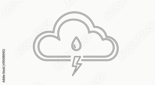 Stormy Weather Icon: Cloud with Raindrop and Lightning Bolt Symbol