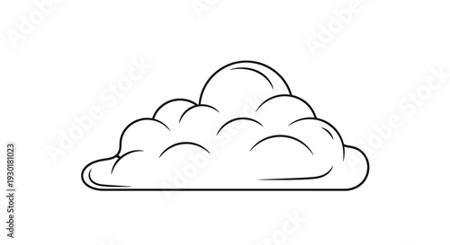 Simple Line Drawing of a Cumulus Cloud on White Background
