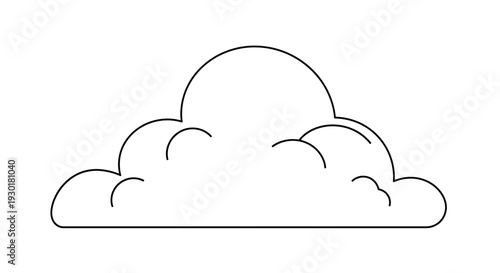 Simple Line Drawing of a Fluffy Cumulus Cloud on White Background
