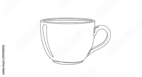 Simple Line Drawing of a Coffee Cup on a White Background