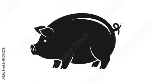 Black Pig Silhouette Illustration Art.