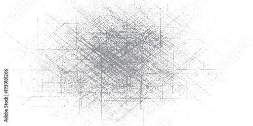 Grungy distressed overlay with scattered lines and scratches on a white background, abstract texture for vintage or grunge effects.