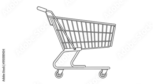 Shopping Cart Outline Icon, Grocery Store Trolley, Retail and E-commerce Symbol, Vector Illustration
