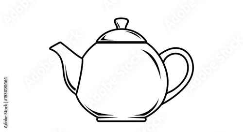 Simple black and white line drawing of a classic teapot, isolated on a white background.