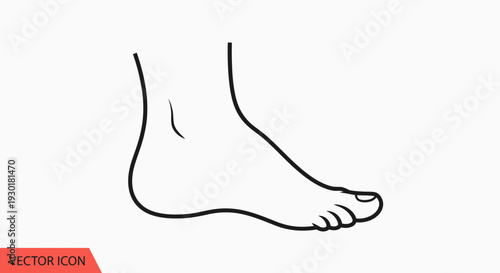 Simple Black and White Line Art Icon of a Human Foot