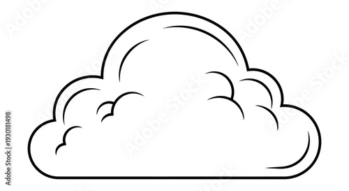 Simple Cartoon Cloud Outline, Weather Icon, Isolated on White Background