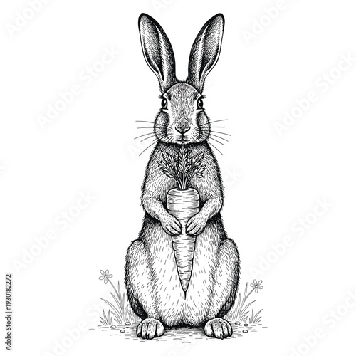 Hare with carrot vector illustration
