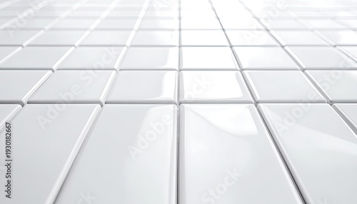 Wallpaper Mural Perspective view of glossy white rectangular subway tiles receding into the distance. Torontodigital.ca