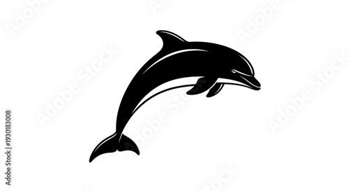 Black dolphin jumping silhouette.