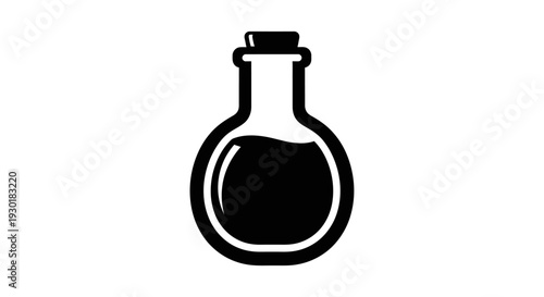 Black Liquid in Glass Bottle.