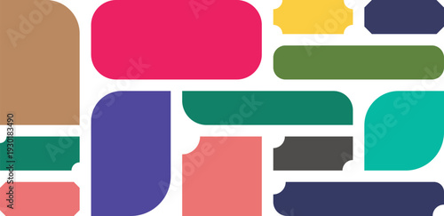 Colorful abstract arrangement of overlapping rectangular shapes