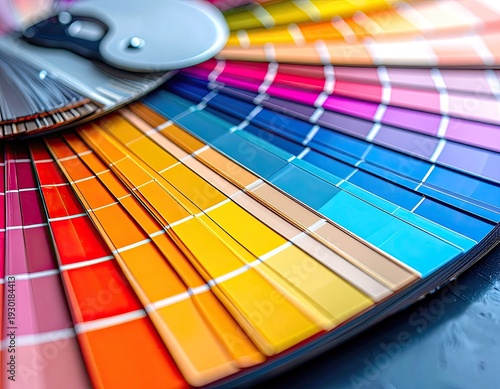 Wallpaper Mural A vibrant, fanned-out selection of colorful paint swatches under soft lighting. Torontodigital.ca