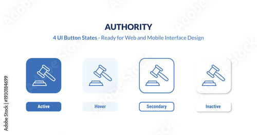 authority 4-state UI button. Outline icon kit from zodiac collection. Thin linear authority, princess, decoration editable vector. Minimal authority sign for web and mobile interface