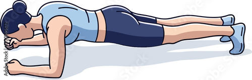 Woman performing a plank exercise core workout fitness digital art.
