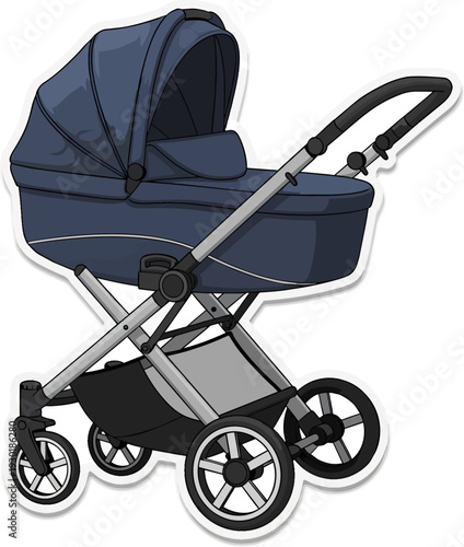 Navy Blue Baby Stroller
