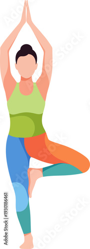Woman Performing Tree Pose in Yoga