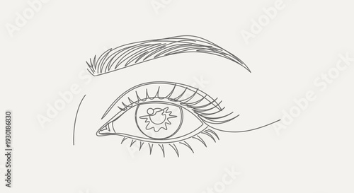 Minimalist Line Art Drawing of a Woman's Eye and Eyebrow