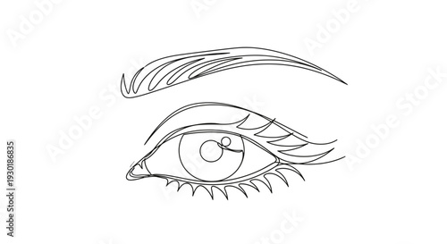 Minimalist Line Art Drawing of a Woman's Eye and Eyebrow