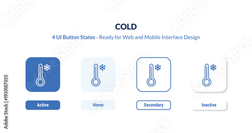 cold 4-state UI button. Outline icon kit from weather collection. Thin linear cold, weather, equipment editable vector. Minimal cold sign for web and mobile interface