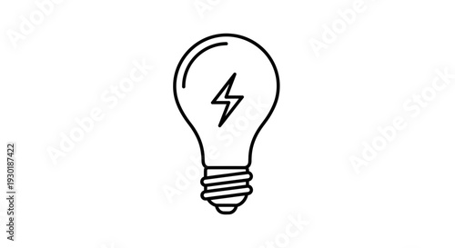 Light bulb with lightning bolt inside, symbolizing ideas, innovation, and energy