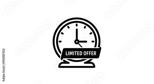 Limited Time Offer Clock Icon with Ribbon - Deadline Countdown Concept