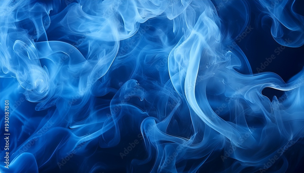 Fototapeta premium Blue Fire Flames Abstract Background Closeup Smoke Texture Abstract Background