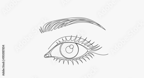 Minimalist Line Art Drawing of a Human Eye and Eyebrow