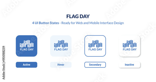 flag day 4-state UI button. Outline icon kit from united states of america collection. Thin linear flag day, day, flag editable vector. Minimal flag day sign for web and mobile interface