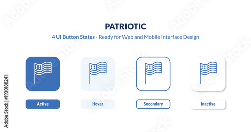 patriotic 4-state UI button. Outline icon kit from united states of america collection. Thin linear patriotic, usa, flag editable vector. Minimal patriotic sign for web and mobile interface