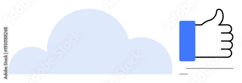 Cloud computing with a cloud icon and social media engagement through a thumbs-up symbol. Cloud computing supports digital communication and approval. Perfect for tech services and social platforms