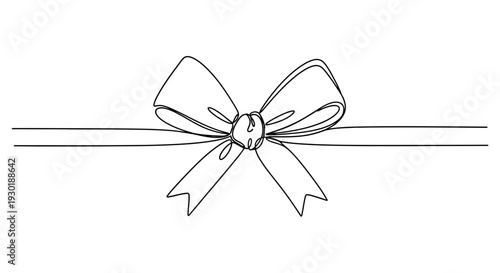 Minimalist Continuous Line Drawing of a Bow Tie and Ribbon